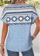 Dusty Blue Tribal Print Tummy Coverage T Shirt | thumb picture 