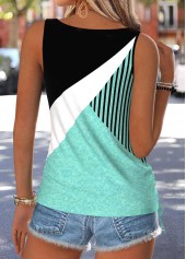 Mint Green Geometric Print Tummy Coverage Sleeveless Tank Top | thumb picture 