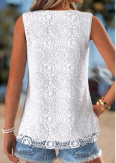 White Tummy Coverage Sleeveless V Neck Tank Top | thumb picture 