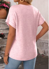 Pink Geometric Print Tummy Coverage Short Sleeve T Shirt | thumb picture 