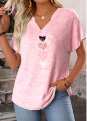 Pink Geometric Print Tummy Coverage Short Sleeve T Shirt | thumb picture 