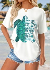 White Marine Life Print Short Sleeve T Shirt