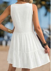 White Patchwork Sleeveless Round Neck Dress | thumb picture 