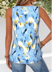 Light Blue Floral Print Tummy Coverage Sleeveless Tank Top | thumb picture 
