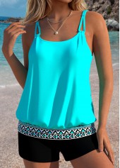 Cyan Tummy Coverage Tribal Print Tankini Top-No Bottom | thumb picture 