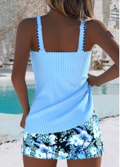 Light Blue Mid Waisted Tummy Coverage Leopard Tankini Set | thumb picture 