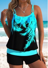 Cyan Low Waisted Tummy Coverage Tankini Top-No Bottom