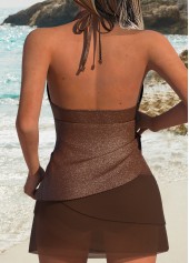 Dark Coffee Mid Waisted Tummy Coverage Tankini Set | thumb picture 