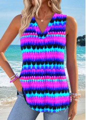 Multi Color Ombre Tummy Coverage Sleeveless Tank Top