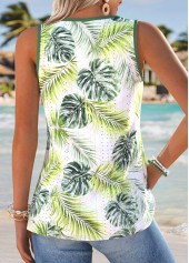 Light Green Tropical Plants Print Tummy Coverage Tank Top | thumb picture 