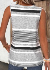 Light Grey Striped Tummy Coverage Sleeveless Tank Top | thumb picture 