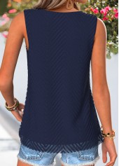 Navy Double Lined Sleeveless V Neck Tank Top | thumb picture 