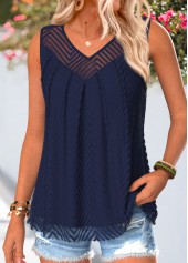 Navy Double Lined Sleeveless V Neck Tank Top | thumb picture 