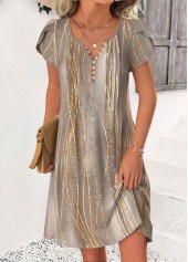 Gray Brown Ombre Short Tummy Coverage Split Neck Dress | thumb picture 