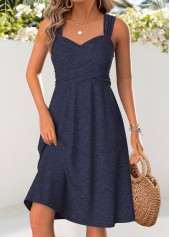 Navy Tummy Coverage Strappy Bandeau Dress