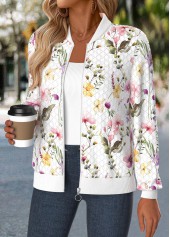 Multi Color Tummy Coverage Floral Print Track Jacket