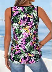 Multi Color Floral Print Tummy Coverage Sleeveless Tank Top | thumb picture 