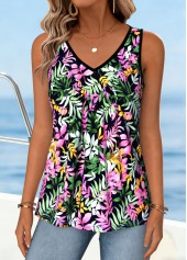 Multi Color Floral Print Tummy Coverage Sleeveless Tank Top | thumb picture 