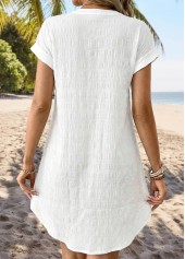 White Tummy Coverage Short Sleeve Split Neck Dress | thumb picture 