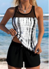 Black Mid Waisted Tummy Coverage Tankini Set