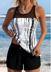 Black Mid Waisted Tummy Coverage Tankini Set | thumb picture 