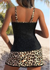 Black Mid Waisted Tummy Coverage Leopard Tankini Set | thumb picture 