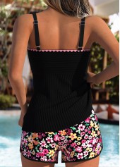 Black Mid Waisted Tummy Coverage Tankini Set | thumb picture 