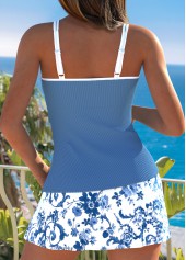 Dusty Blue Mid Waisted Tummy Control Tankini Set | thumb picture 