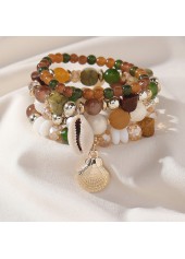 Multi Color Shell Glass Bracelet Set