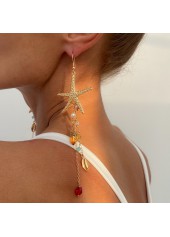 Golden Color Shell Alloy Detail Earrings | thumb picture 