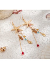 Golden Color Shell Alloy Detail Earrings | thumb picture 