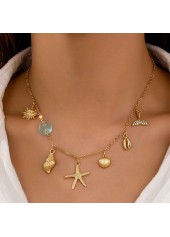 Golden Color Shell Alloy Detail Necklace
