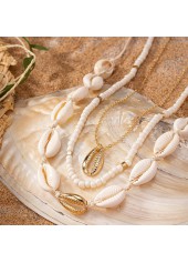 Golden Shell Alloy Beaded Necklace Set | thumb picture 