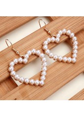 Beige Color Heart Pearl Detail Earrings
