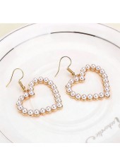 Beige Color Heart Pearl Detail Earrings | thumb picture 