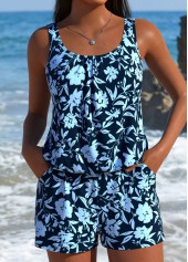 Dusty Blue Tummy Coverage One Piece Swimwear