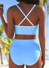 Light Blue Mid Waisted Striped Bikini Set | thumb picture 