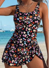 Black Mid Waisted Tummy Coverage Tankini Set