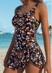 Black Mid Waisted Tummy Coverage Tankini Set | thumb picture 