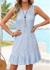 Light Blue Short Tummy Coverage Sleeveless Round Neck Dress | thumb picture 