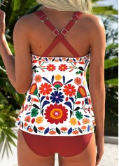 Multi Color Mid Waisted Patchwork Floral Print Tankini Set | thumb picture 
