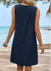 Navy Short Tummy Coverage Sleeveless Round Neck Dress | thumb picture 
