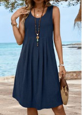 Navy Short Tummy Coverage Sleeveless Round Neck Dress | thumb picture 