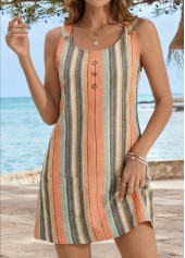 Multi Color Striped Short Patch Pocket Sleeveless Dress | thumb picture 
