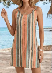 Multi Color Striped Short Patch Pocket Sleeveless Dress | thumb picture 