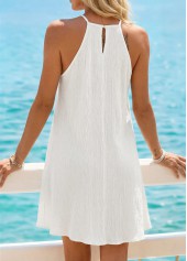 White Short Shirred Strappy Halter Dress | thumb picture 
