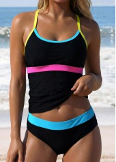 Black Mid Waisted Tugless Tankini Set | thumb picture 