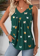 Green Animal Print Tummy Coverage Sleeveless Tank Top