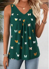 Green Animal Print Tummy Coverage Sleeveless Tank Top | thumb picture 