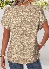 Light Camel Floral Print Tummy Coverage T Shirt | thumb picture 
